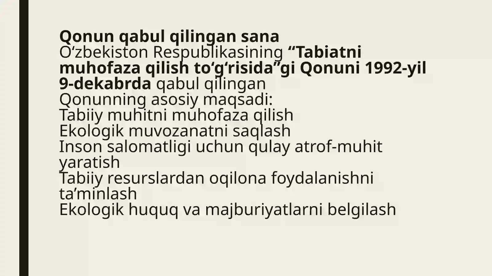 O’ZBEKISTON RESPUBLIKASINING TABIATNI MUHOFAZA QILISH TO’G’RISIDA QONUNI 3