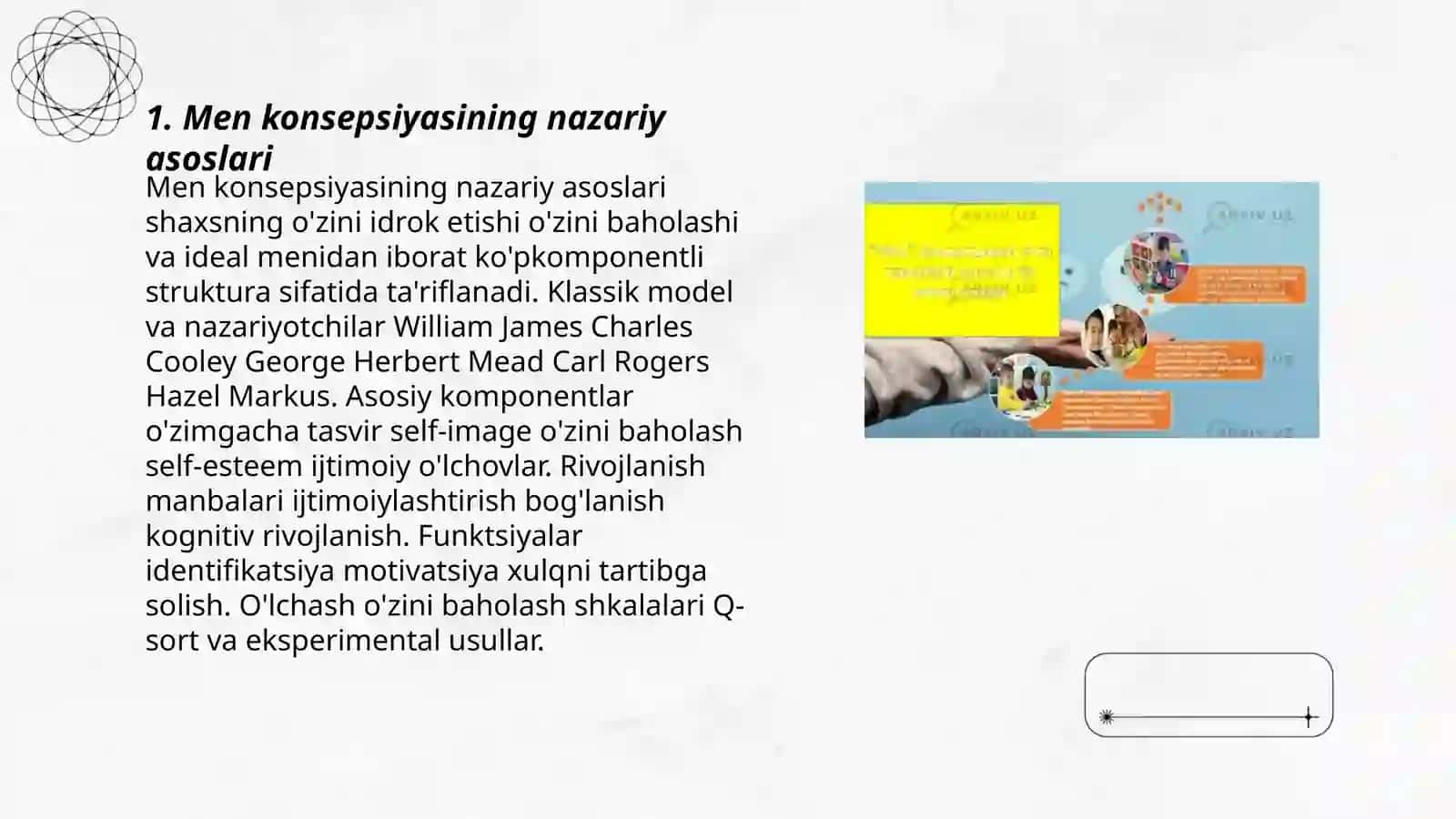 Men konsepsiyasi va o'zini anglash jarayonining pisxalogik mexanizmilari 3