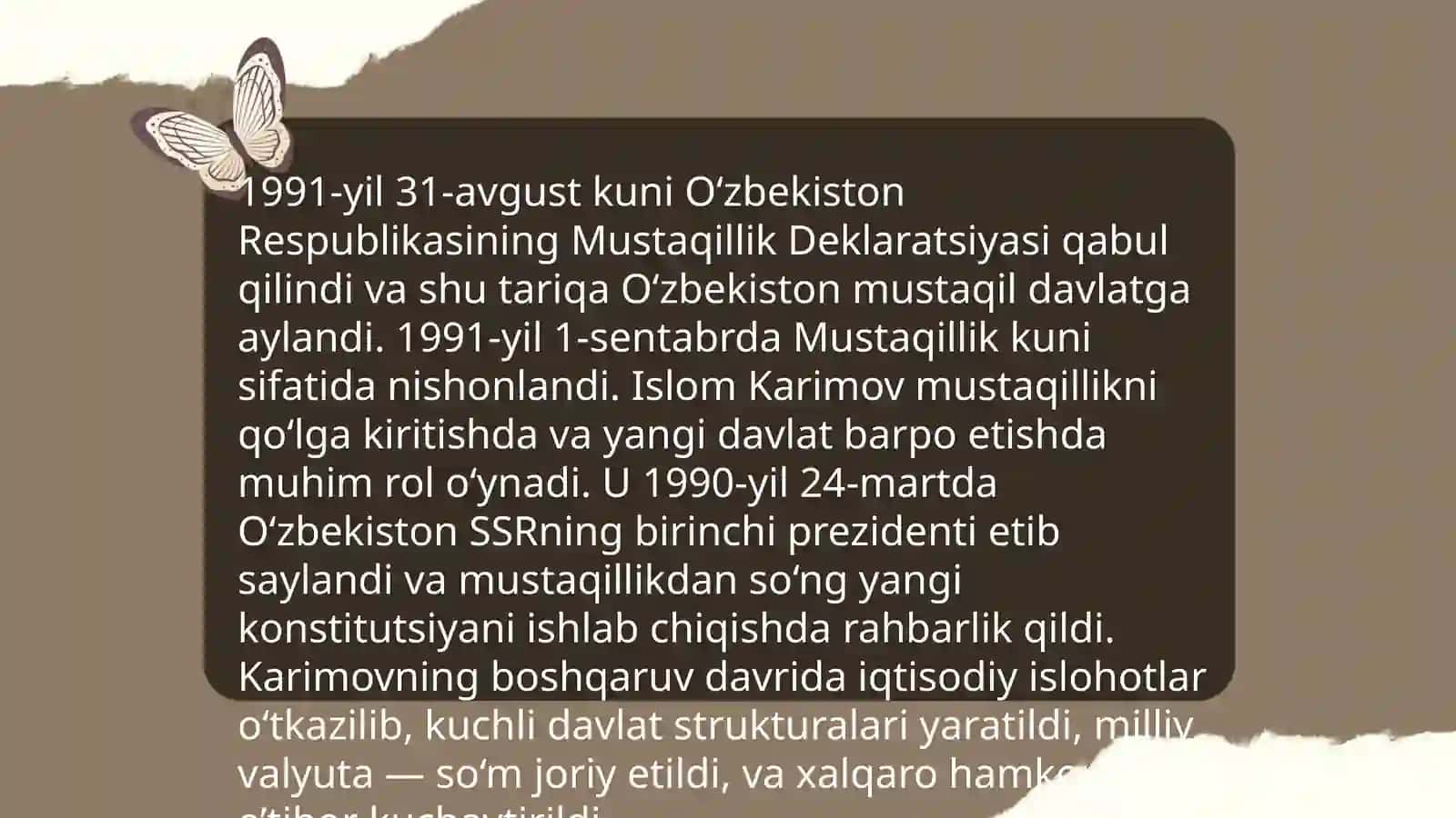 O‘zbekiston davlatining yuzaga kelishi va mustahkamlanishida I. Karimovning tarixiy xizmatlari. 3