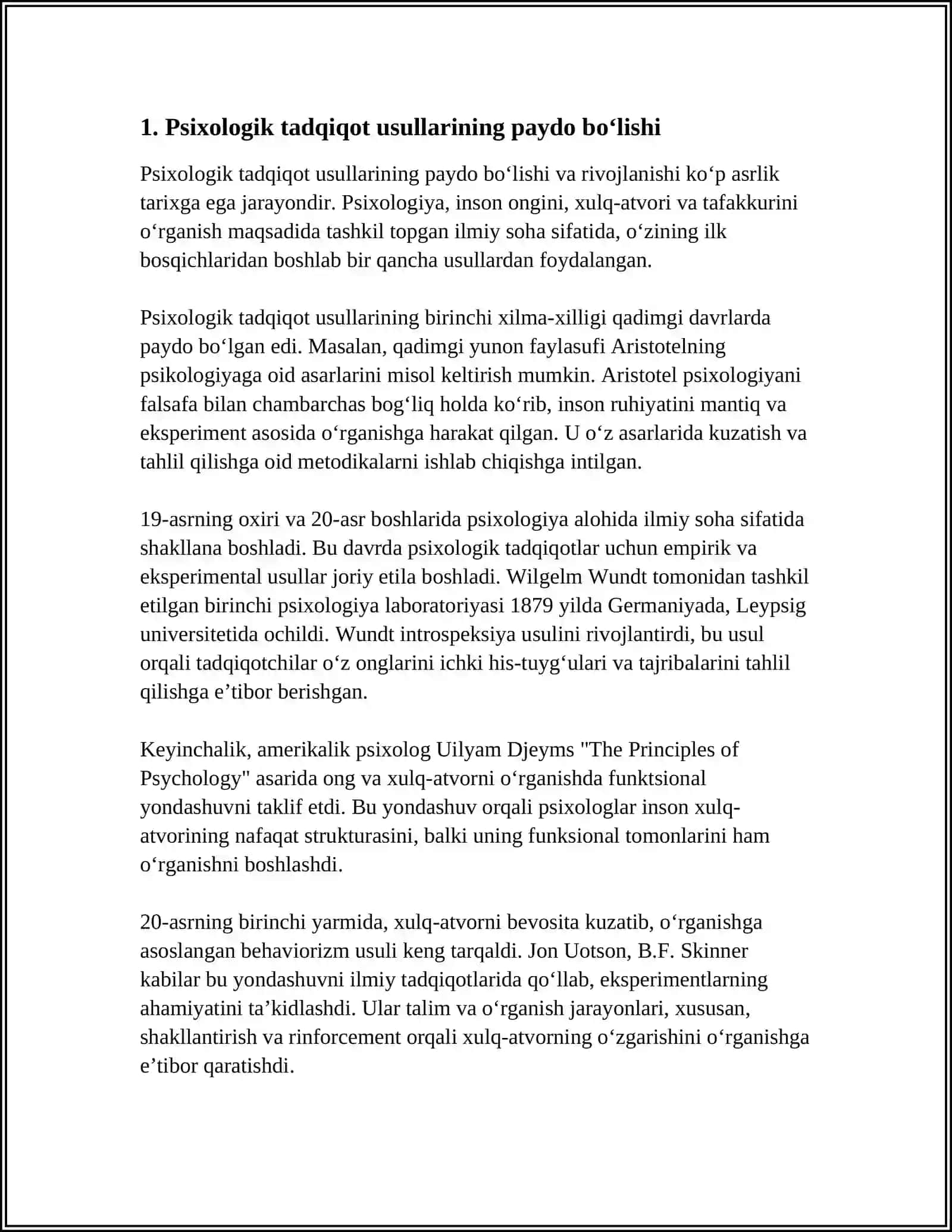 PSIXOLOGIK TADQIQOT USULLARINING TARIXI 3