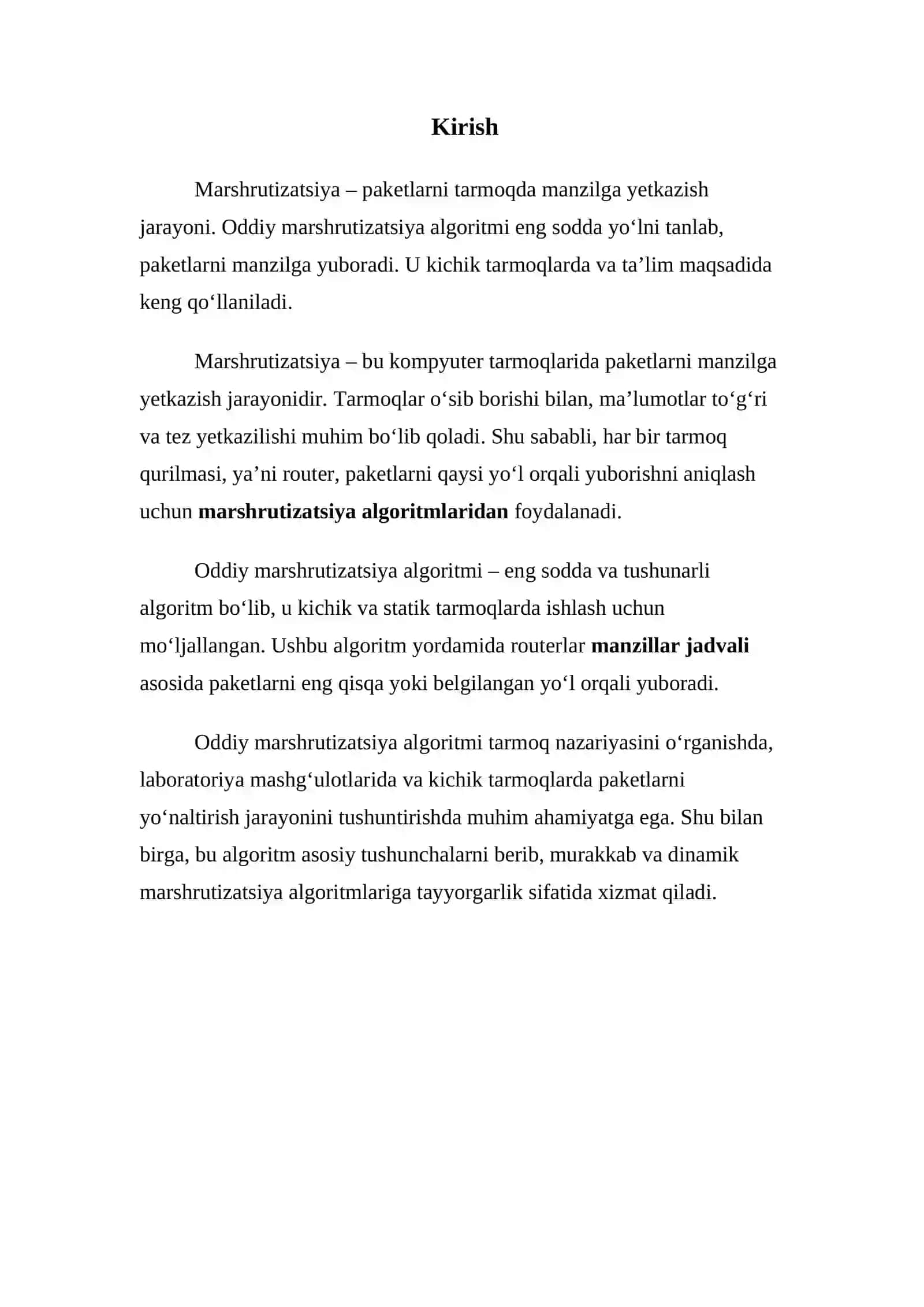 Oddiy Marshrutizatsiya Algoritmi 3