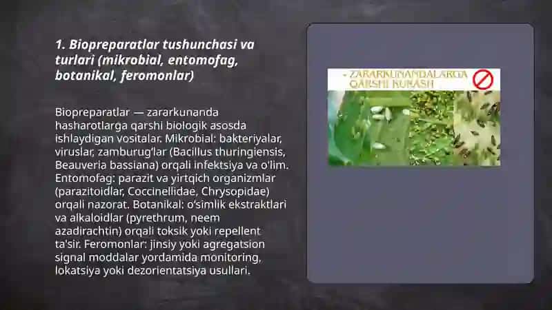 Qishloq xo‘jalik ekinlarining zararkunanda hasharotlariga qarshi qo‘llaniladigan biopreparatlar 3