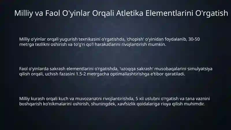 Milliy va Faol O'yinlar Orqali Atletika Elementlarini O'rgatish 3