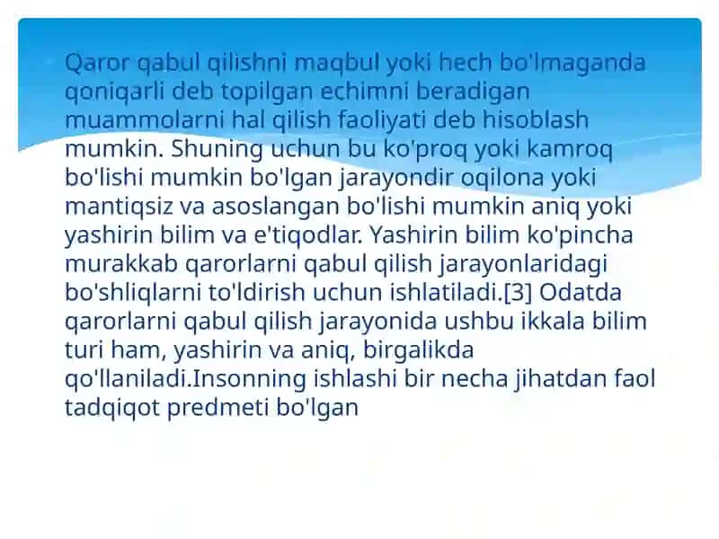 Qaror qabul qilishning tabaqalanish usuli 3