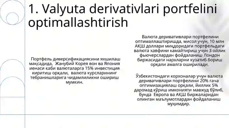 Xorijiy valyuta derivativlari tahlili 3