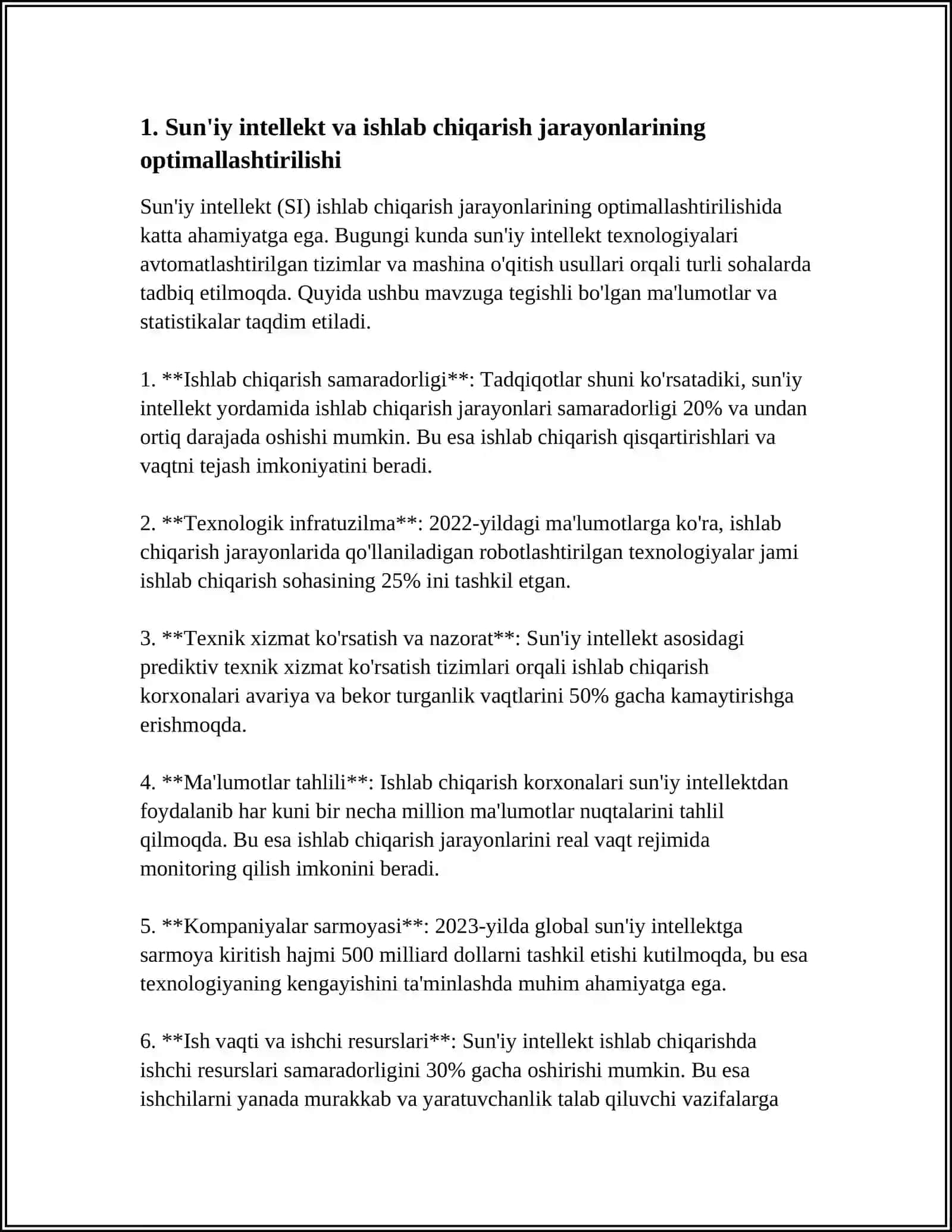 SUN`IY INTELLEKT TEXNOLOGIYASIDAN IQTISODIYOTINING TURLI TARMOQLARDA FOYDALANISH 3