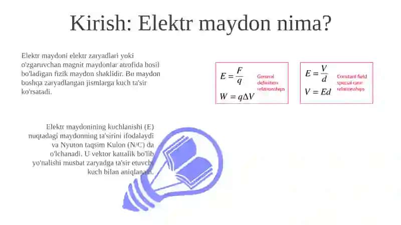 Elektr maydon va ish 3