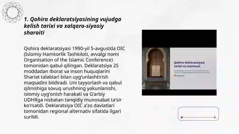 Qohira deklaratsiyasi tarixi va mazmuni borasida tahliliy maqola tayyorlash 3