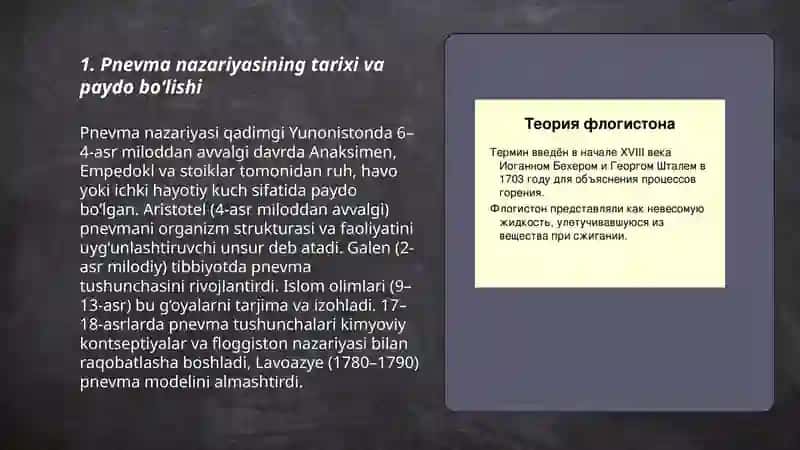 Pnevma kimyo va Flogiston nazariyasi 3