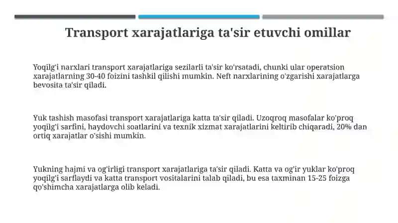 Logistikada transport xarajatlarini optimallashtirish 3