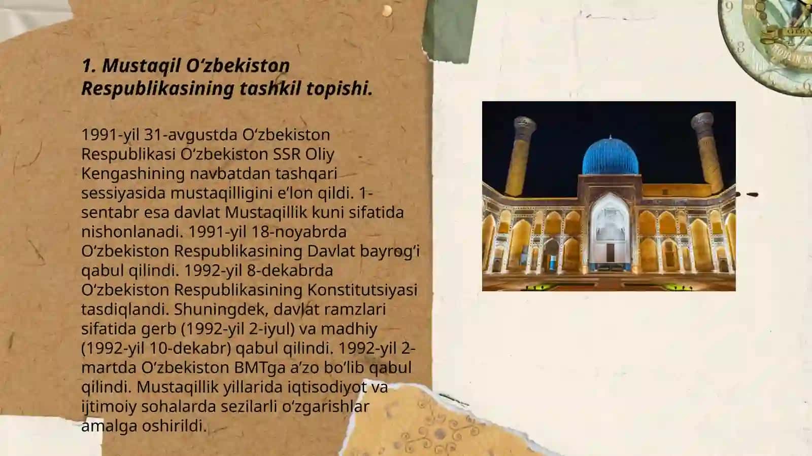 Mustaqil O‘zbekiston Respublikasining tashkil topishi 3
