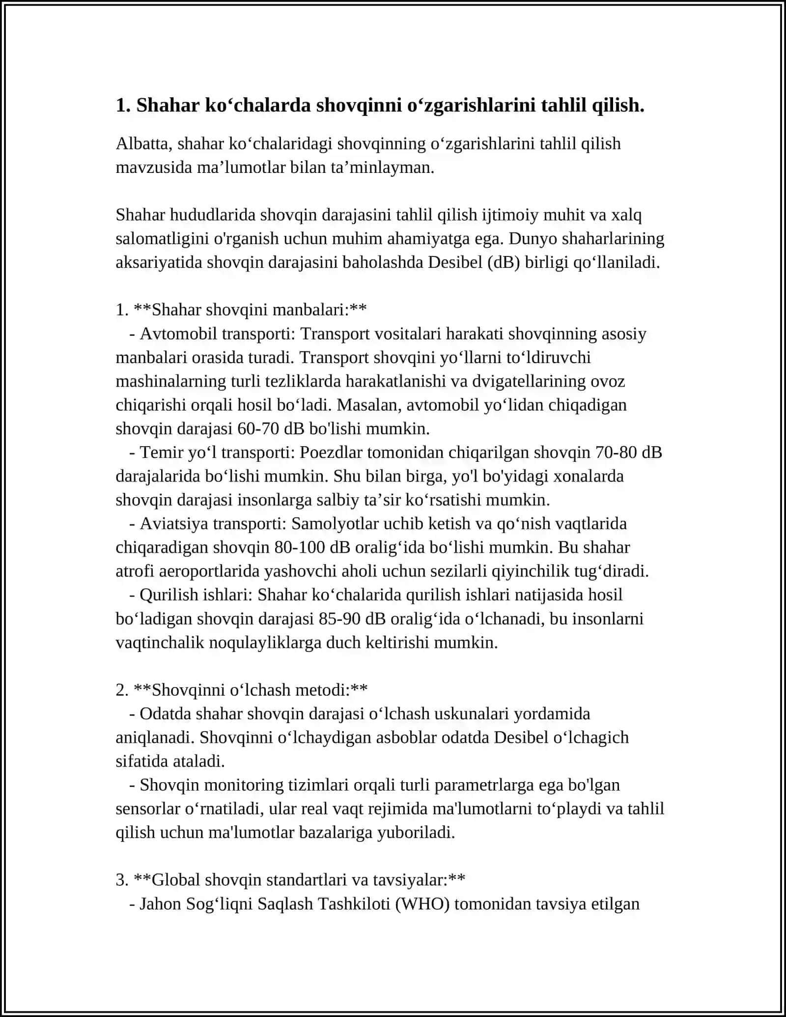 SHAHAR KOʻCHA YOʻLLARIDA SHOVQINDAN HIMOYALASH TADBIRLARINI ISHLAB CHIQISH 3