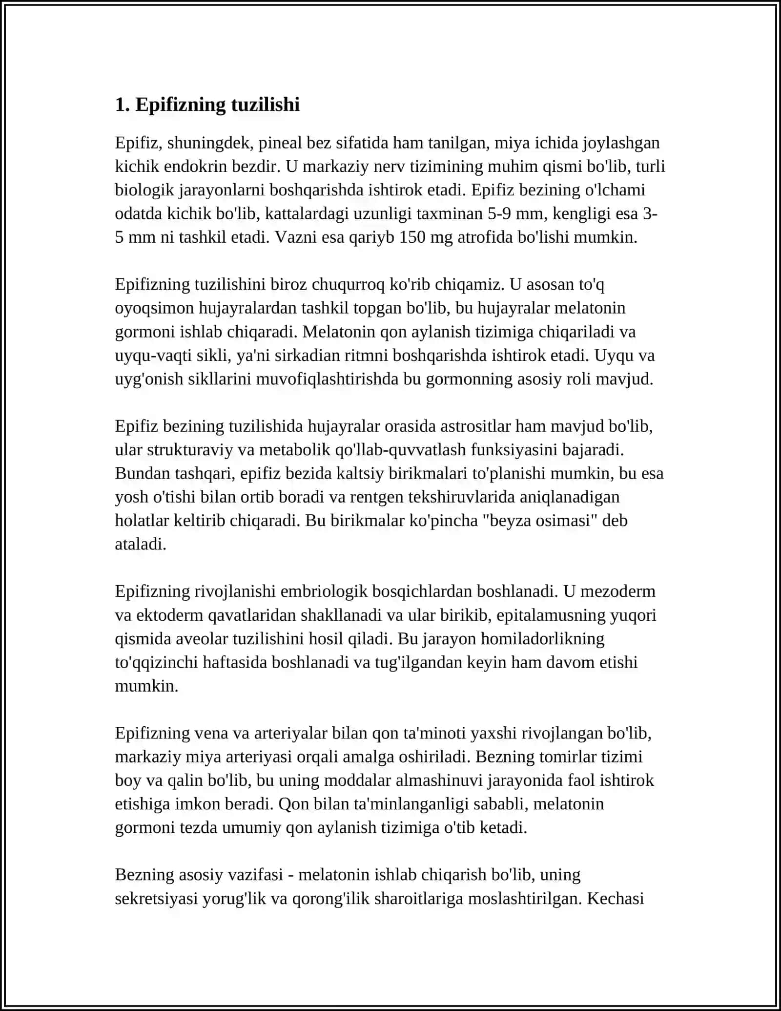 ICHKI SEKRETSIYABEZLARINI TEKSHIRISH USULLSARI. EPIFIZ 3