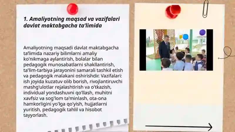 Davlat maktabgacha taʼlimda amaliyot oʻtaganligi boʻyicha taqdimot 3