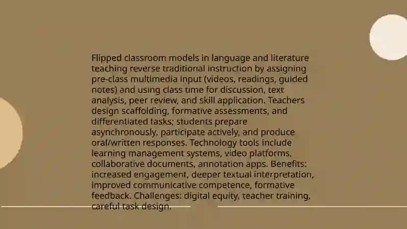 Flipped Classroom Models in Language and Literature Teaching 3
