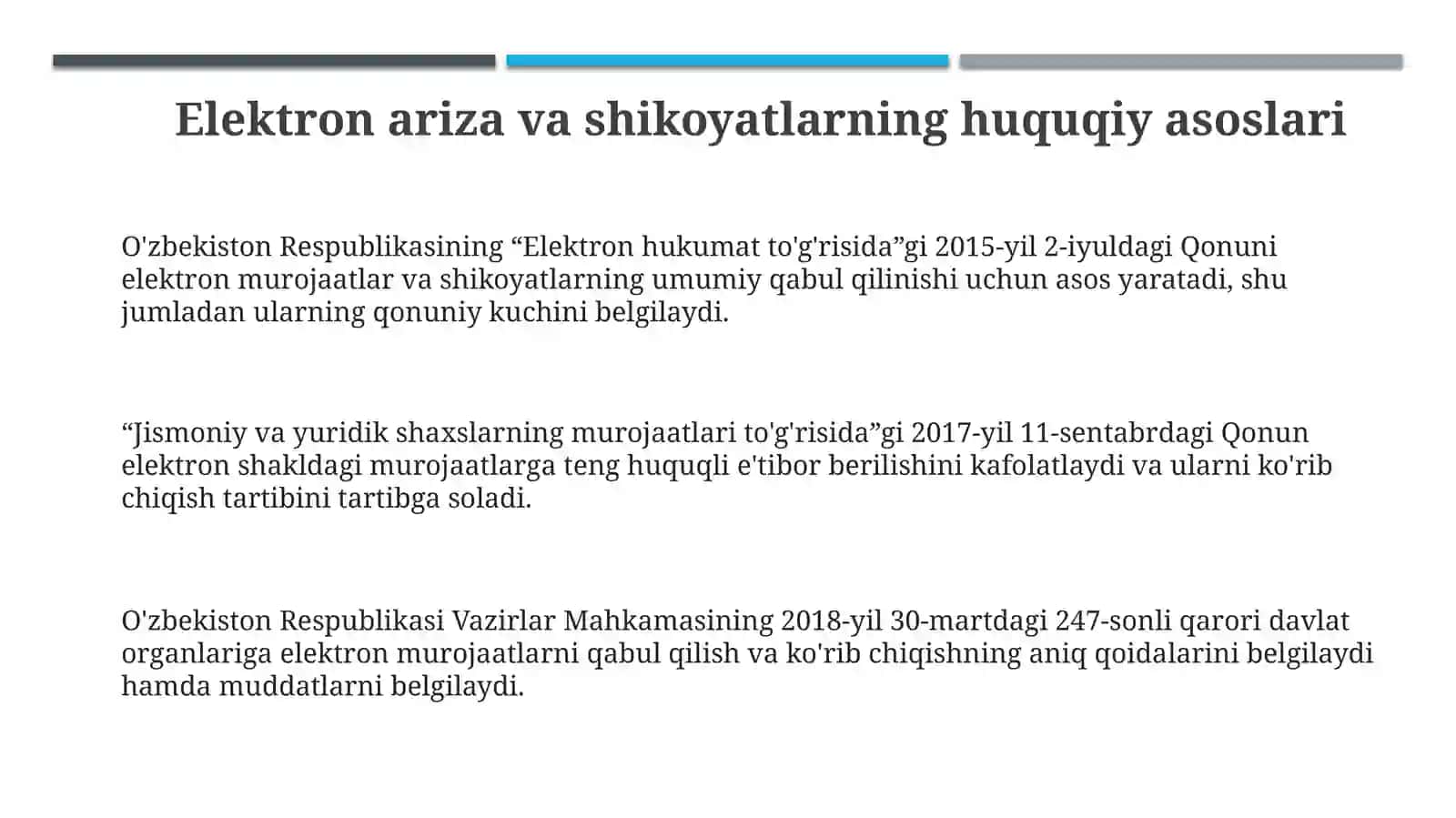 Elektronariza va shikoyatlarning huquqiy asoslari 3