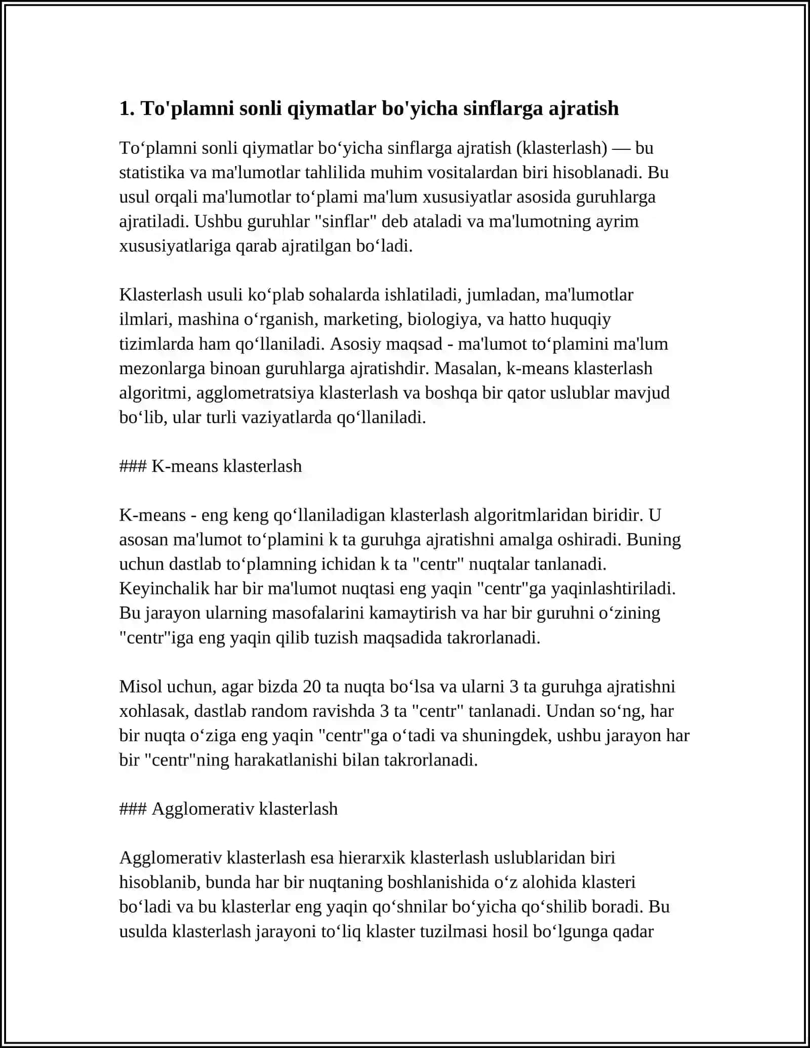 TO‘PLAMLARNI SINFLARGA AJRATISHGA OID MISOLLAR 3