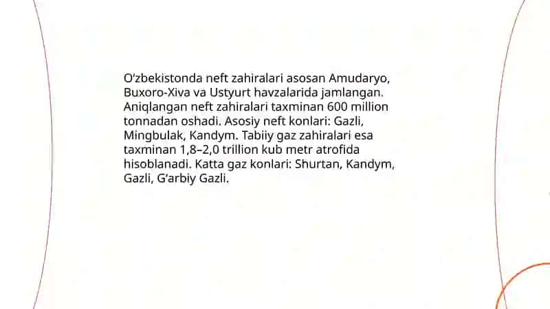 Oʻzbekistonning foydali qazilmalari haqida maʼlumot tayyorlash 3