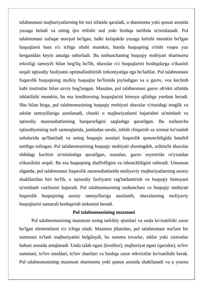 Pul talabnomasidan boshqa shaxs foydasiga voz kechish evaziga moliyalash 3