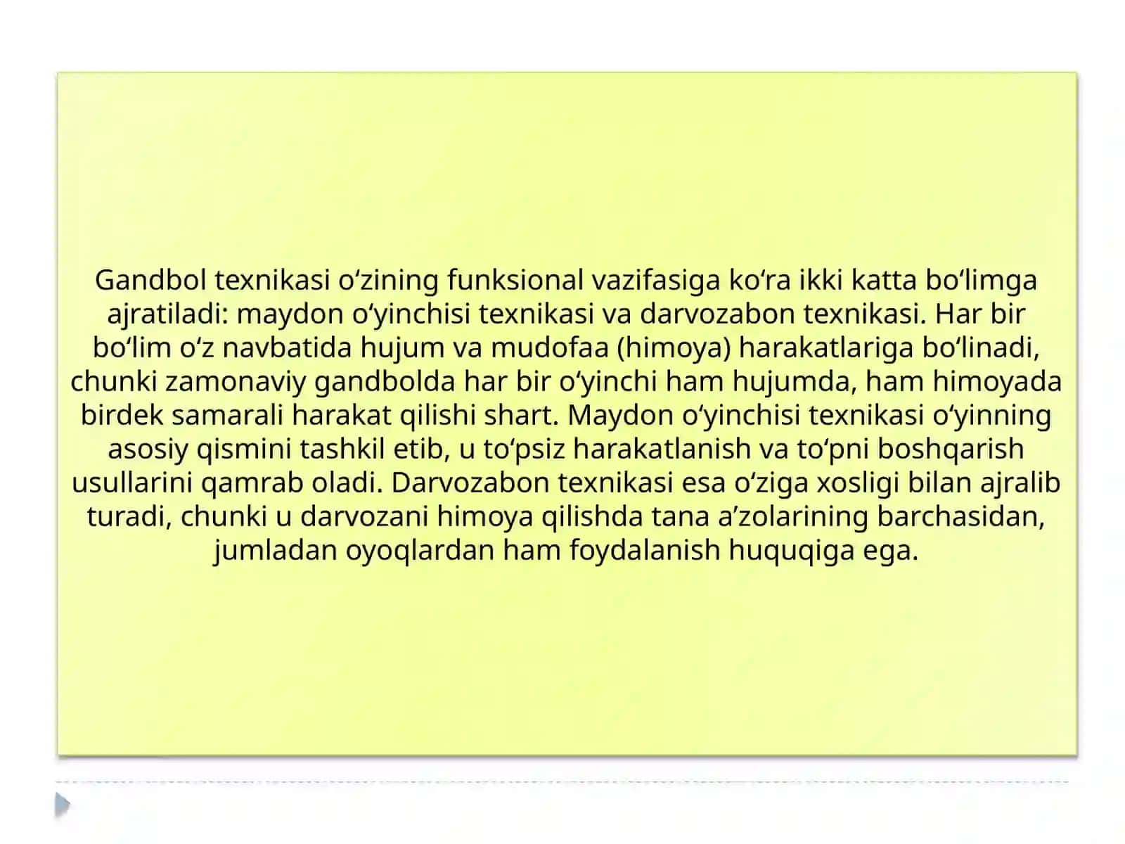 Gandbol O'yini Texnikasi Tasnifi 3