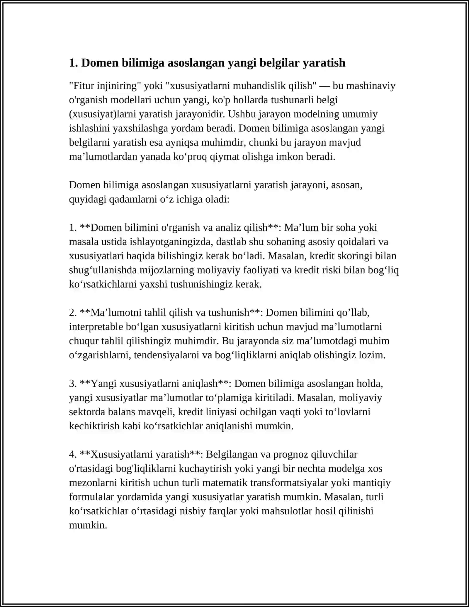 FEATURE ENGINEERING: YANGI BELGILAR YARATISH USULLARI 3