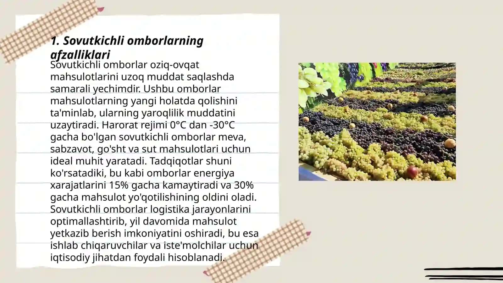 Uzumni uy va sanoat usulida sovutkichli omborlarida saqlash texnalogiyasi 3