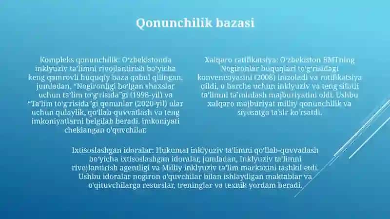 O'Zbekistonda Inklyuziv Talimni Meyoriy Huquqiy Bazasini Tahlil Qilish 3