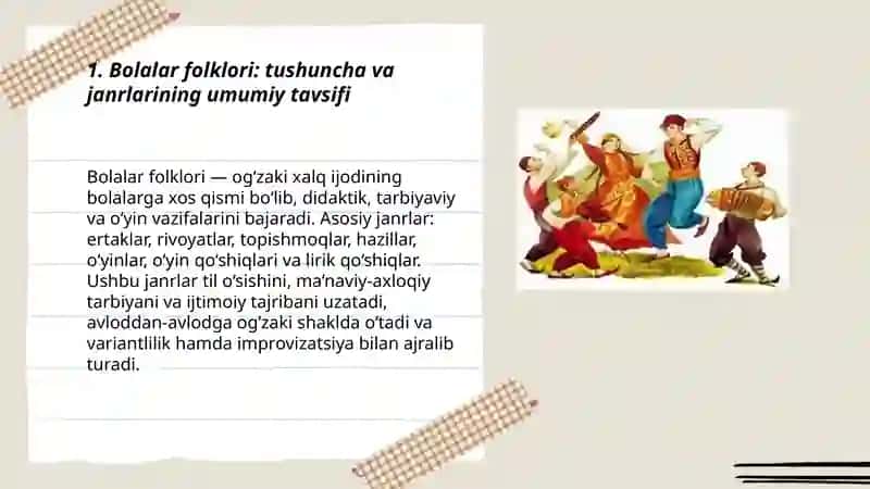 Bolalar folklori. Janrlar taraqqiyoti va xususiyatlari 3