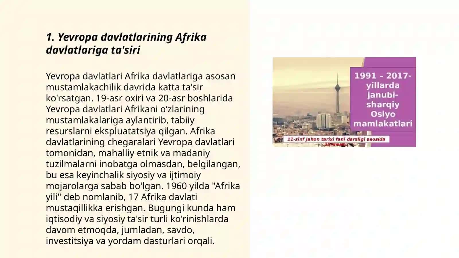 Birinchi jahon urushidan keyingi yillarda Afrika davlatlarida bo‘lgan o'zgarishlar 3
