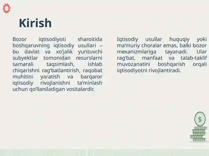 Bozor iqtisodiyoti sharoitida boshqaruvning iqtisodiy usullari 3