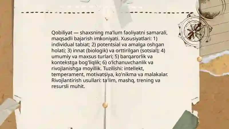 Qobiliyat va uning rivojlantirishni o'rganish 3