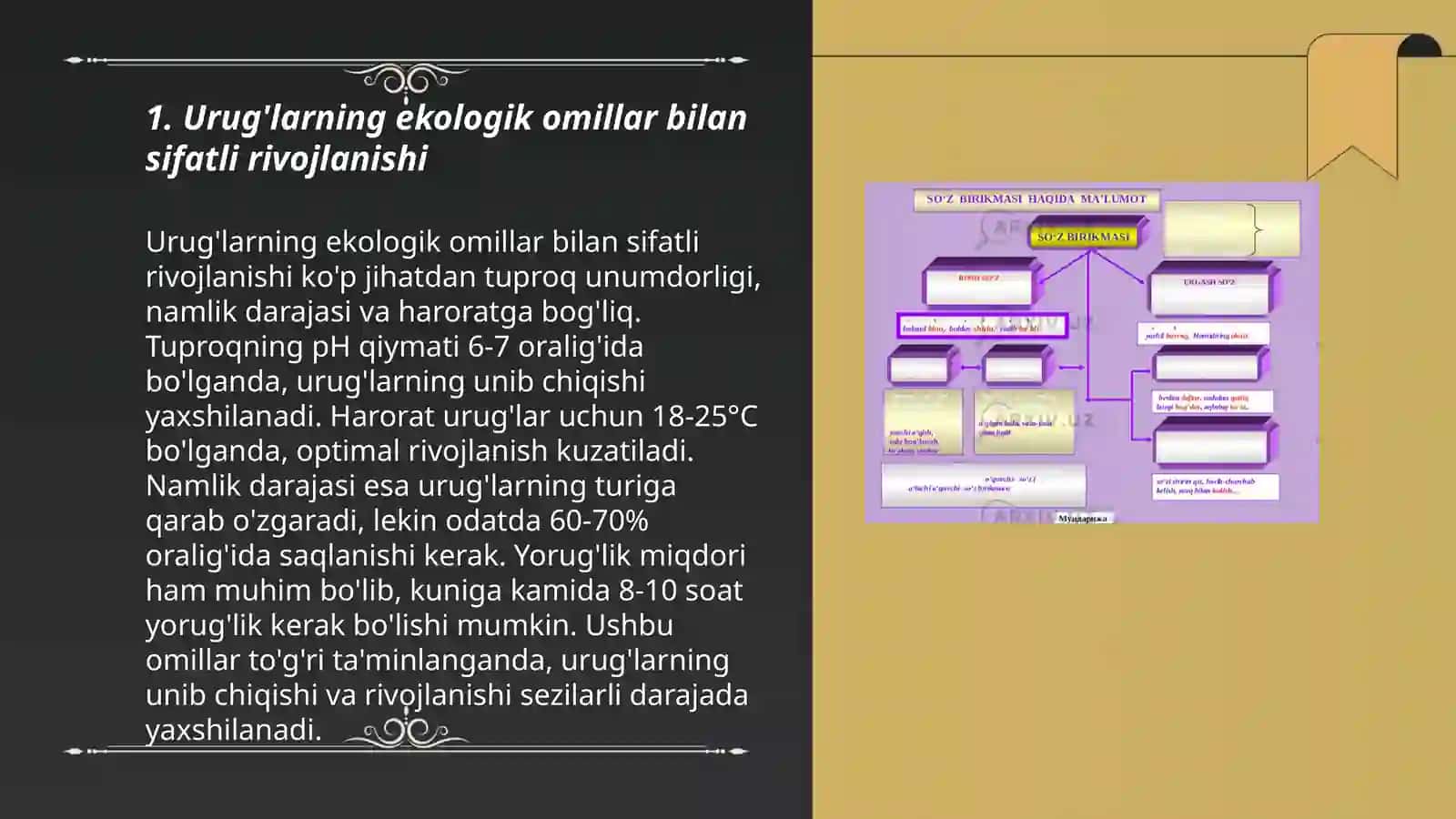 Urug'larning ekologik omillar bilan sifatli rivojlanishi 3