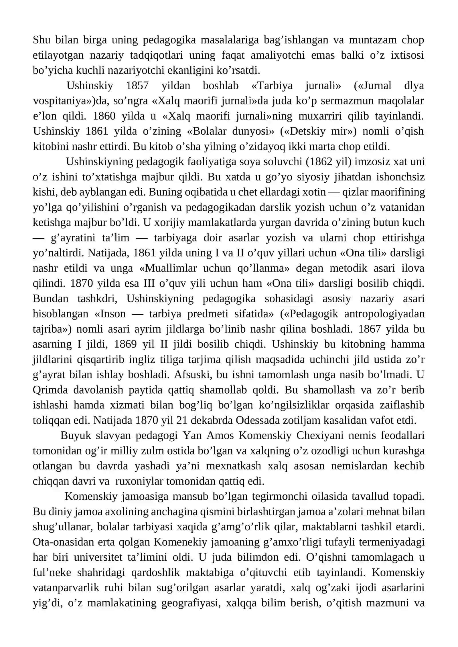K. D. Ushinskiy va Y. A Komenskiylarning pedagogik tizimi 3
