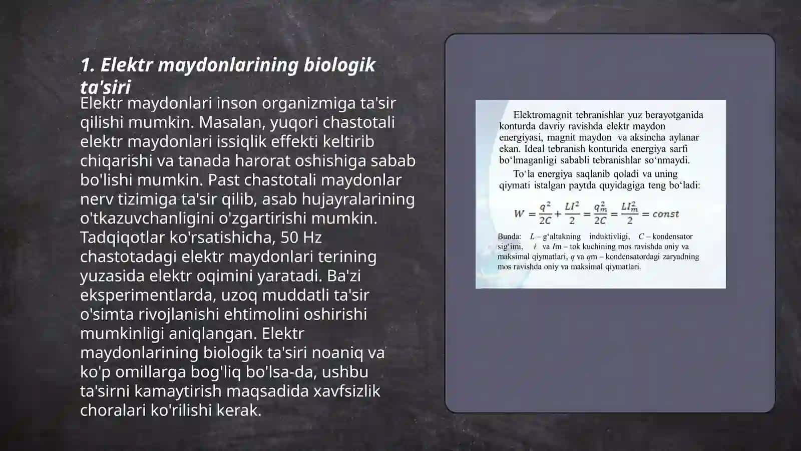 Elektr va magnit maydonlari va ularning tirik organizmga tasiri 3