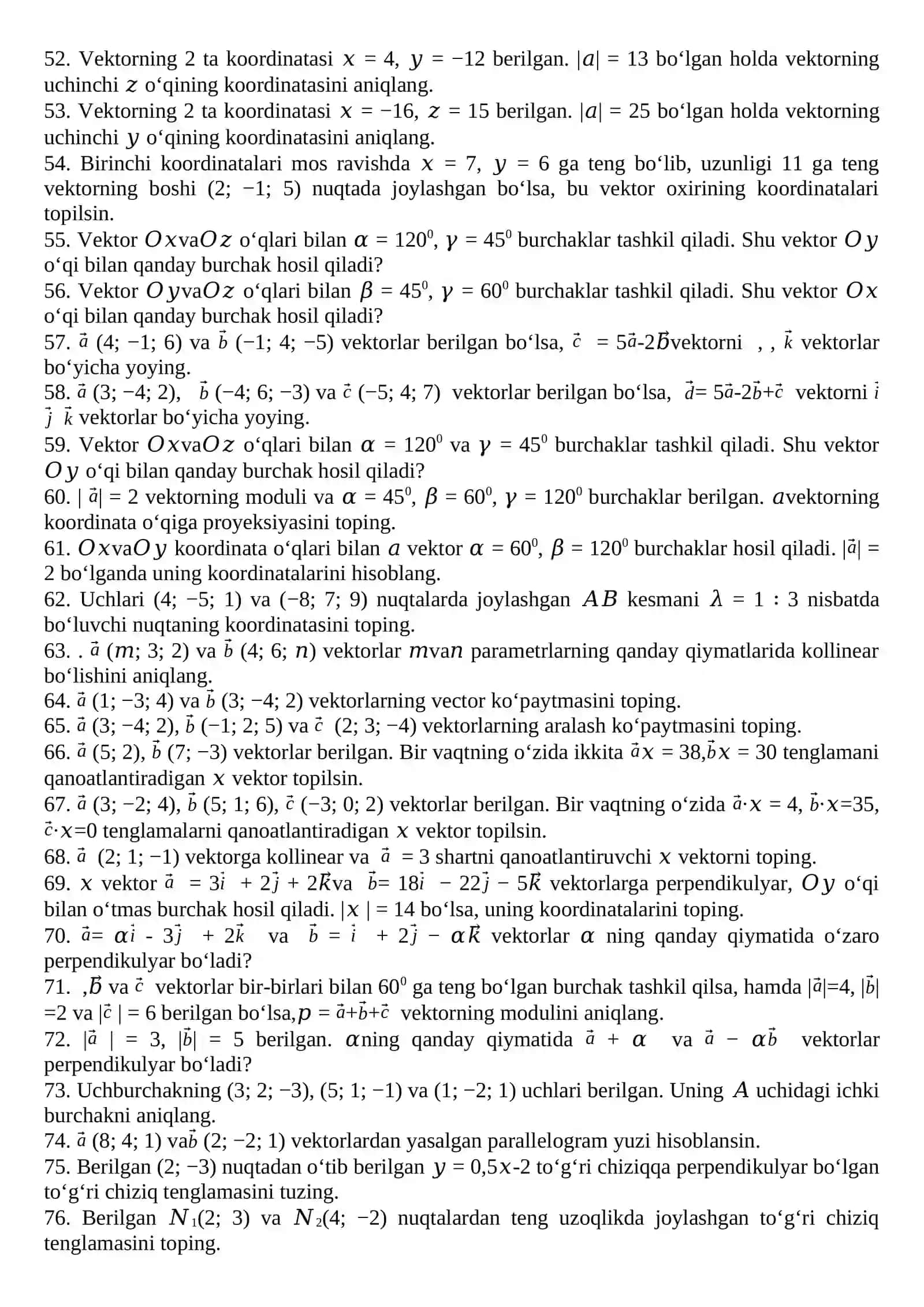Geometriya fanidan YAKUNIY NAZORAT SAVOLLARI (KUNDUZGI) 3