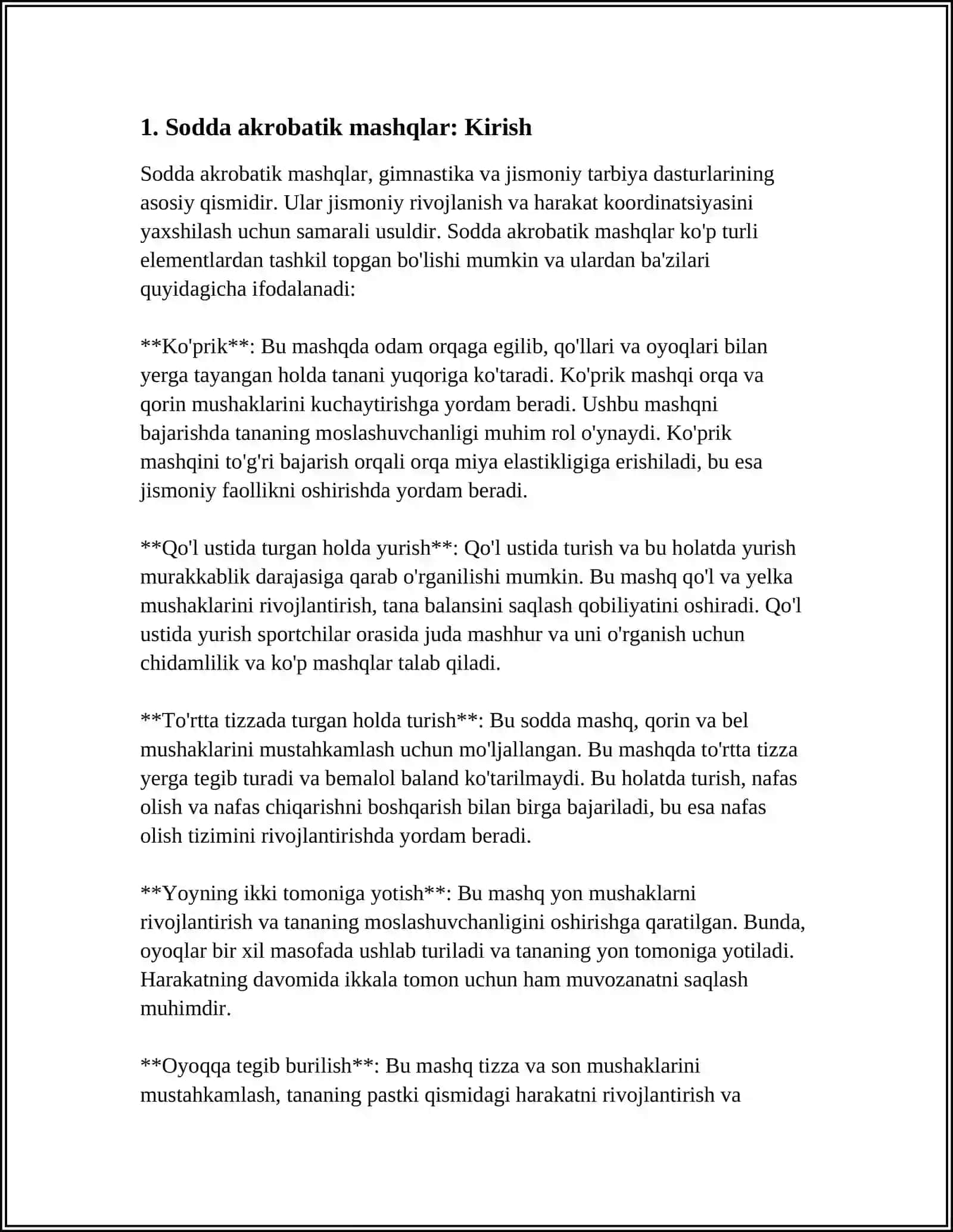 SODDA AKROBATIK MASHQLAR 3