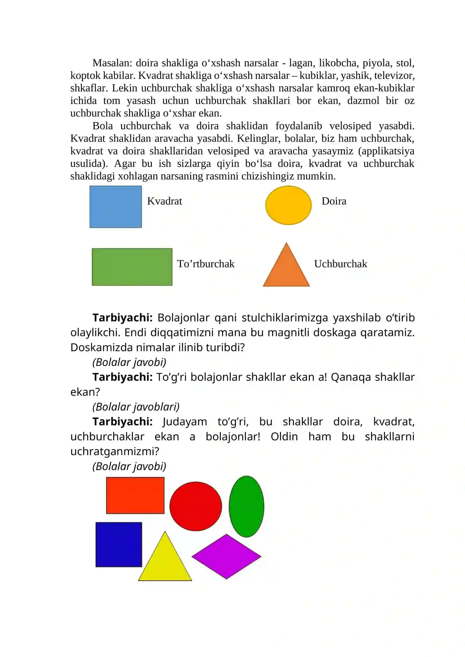 “Quvnoq doira, kvadrat, uchburchak shakllari.” mavzusida mashg‘ulot ishlanmasi 3