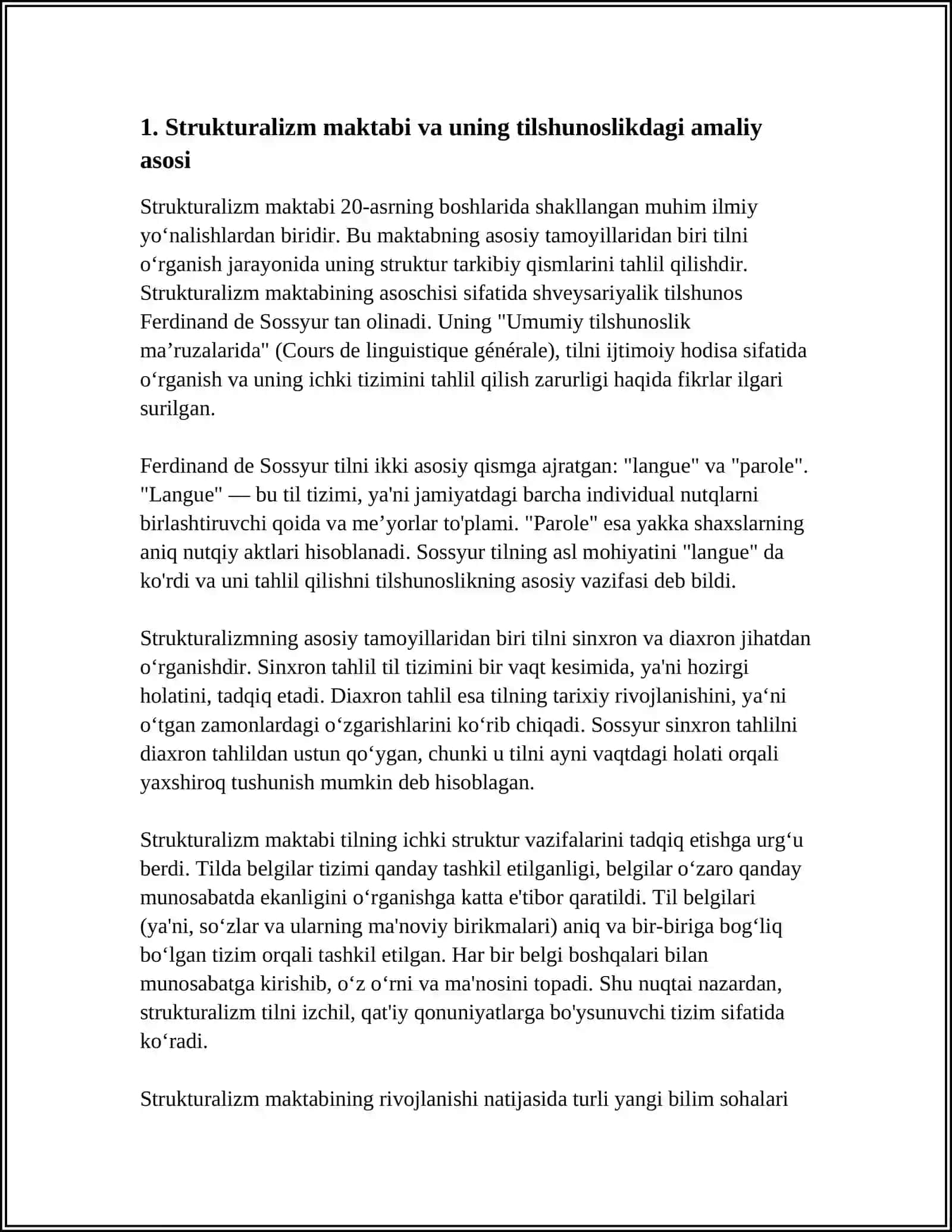 Strukturalizm maktabi va uning tilshunoslikdagi amaliy asosi 3