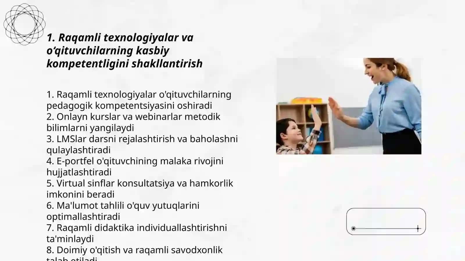 Zamonaviy pedagogik texnologiyalarning kasbiy va pedagogik kompetentlikni rivojlantirishdagi o‘rni Shahrizoda 3