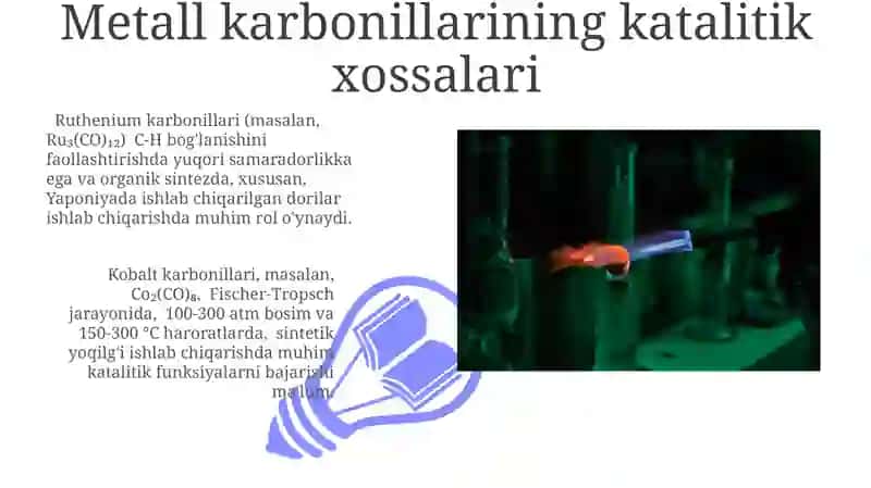 Metall karbonillari tuzilishi, olinish usullari va ishlatilishi 3