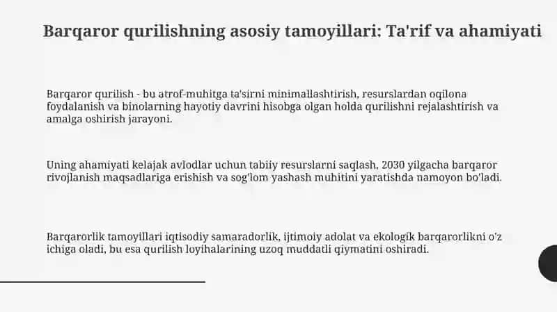 Qurilishda barqaror rivojlanish tamoyillari 3