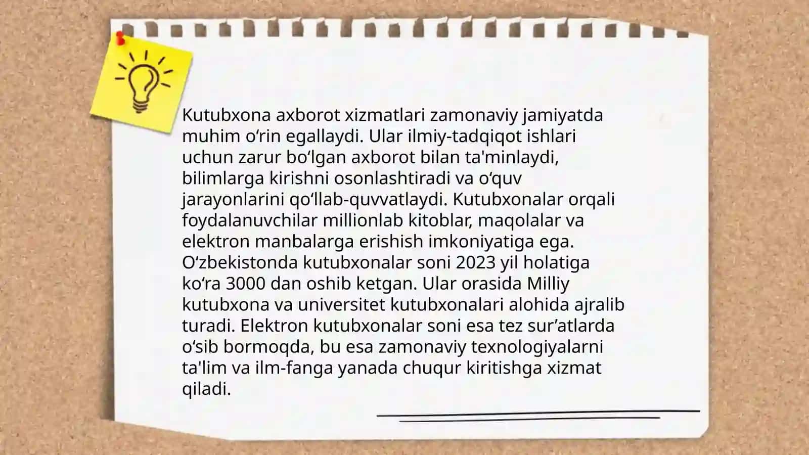 Kutubxona axborot xizmatini koʻrsatishni tashkillashtirish 3