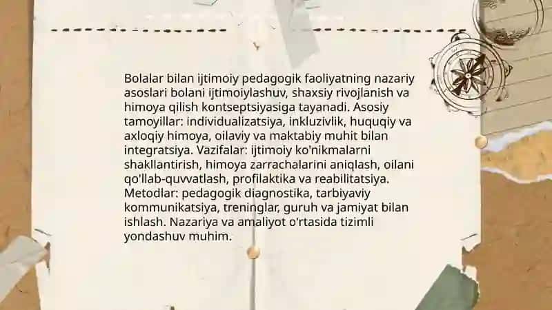 Bolalar bilan ijtimoiy pedagogika faoliyatning nazariy asoslari 3