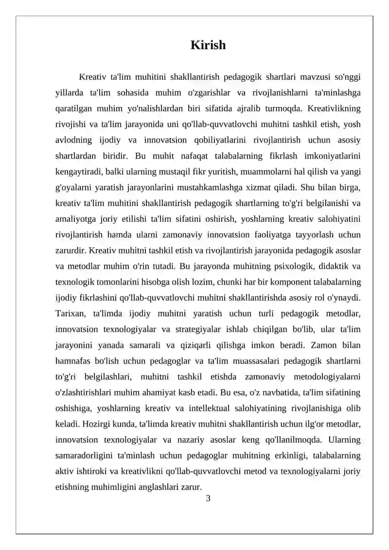 Kreativ Ta'lim Muhitini Shakllantirishning Pedagogik Shartlari 3