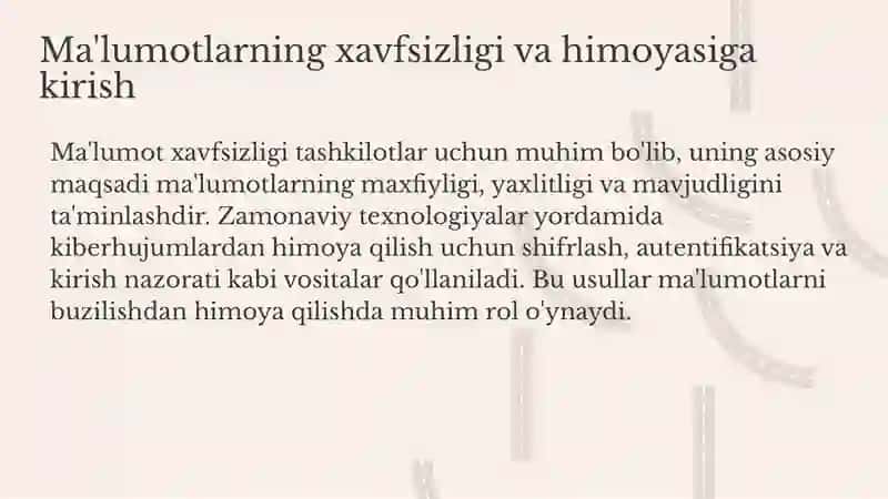 Ma'lumotlarning xavfsizligi va himoyasi texnologiyalari 3
