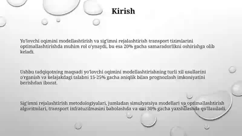 Yoʻlovchi oqimlarini modellashtirish va sigʻim rejalashtirish 3