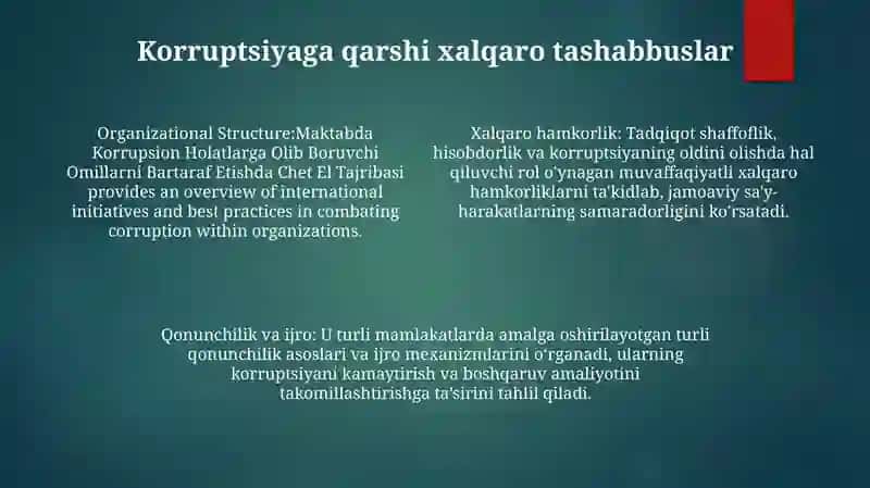 Maktabda Korrupsion Holatlarga Olib Boruvchi Omillarni Bartaraf Etishda Chet El Tajribasi 3