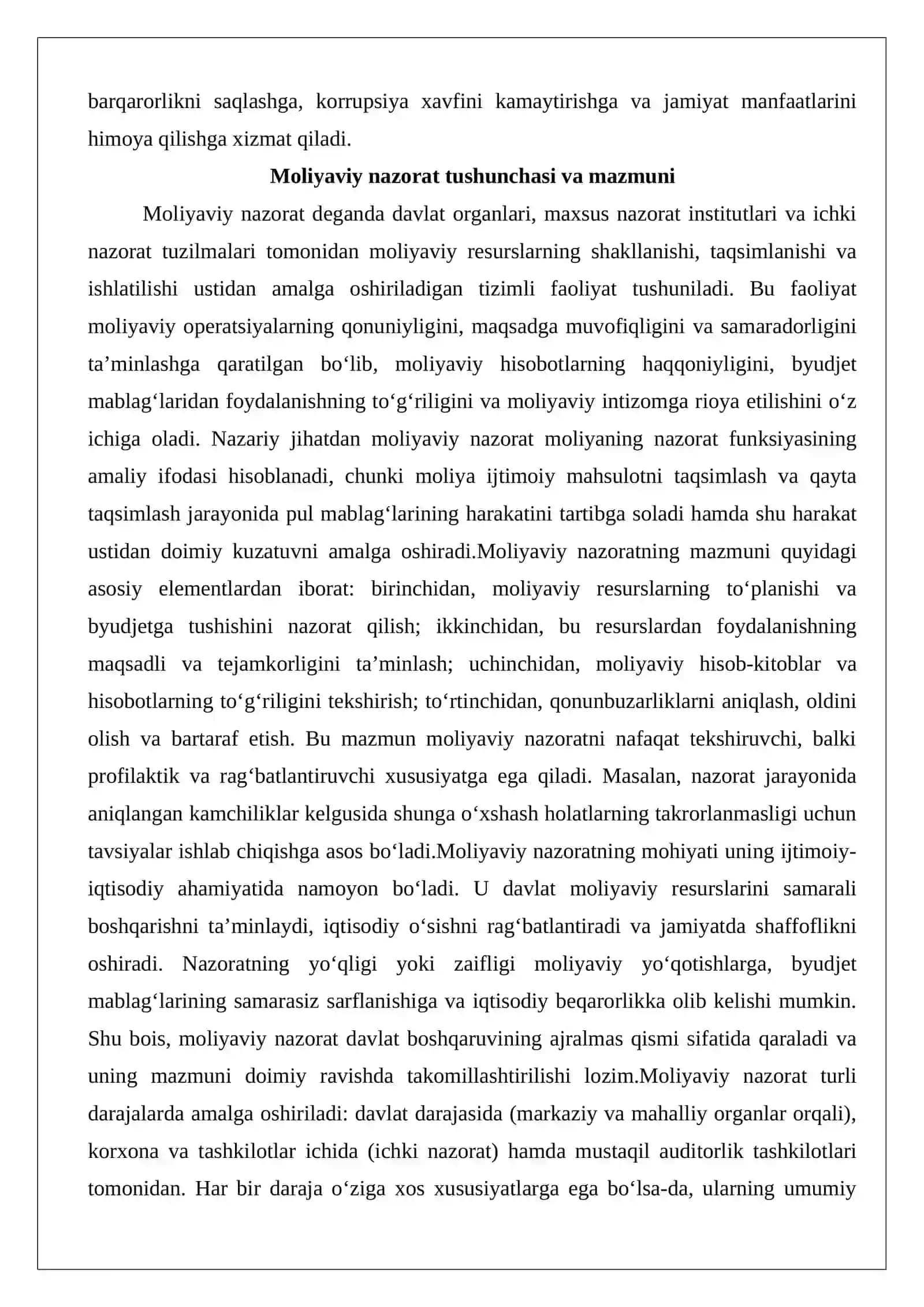 Davlat moliyaviy nazorat organlari, moliyaviy nazorat prinsiplari, moliyaviy nazorat turlari 3