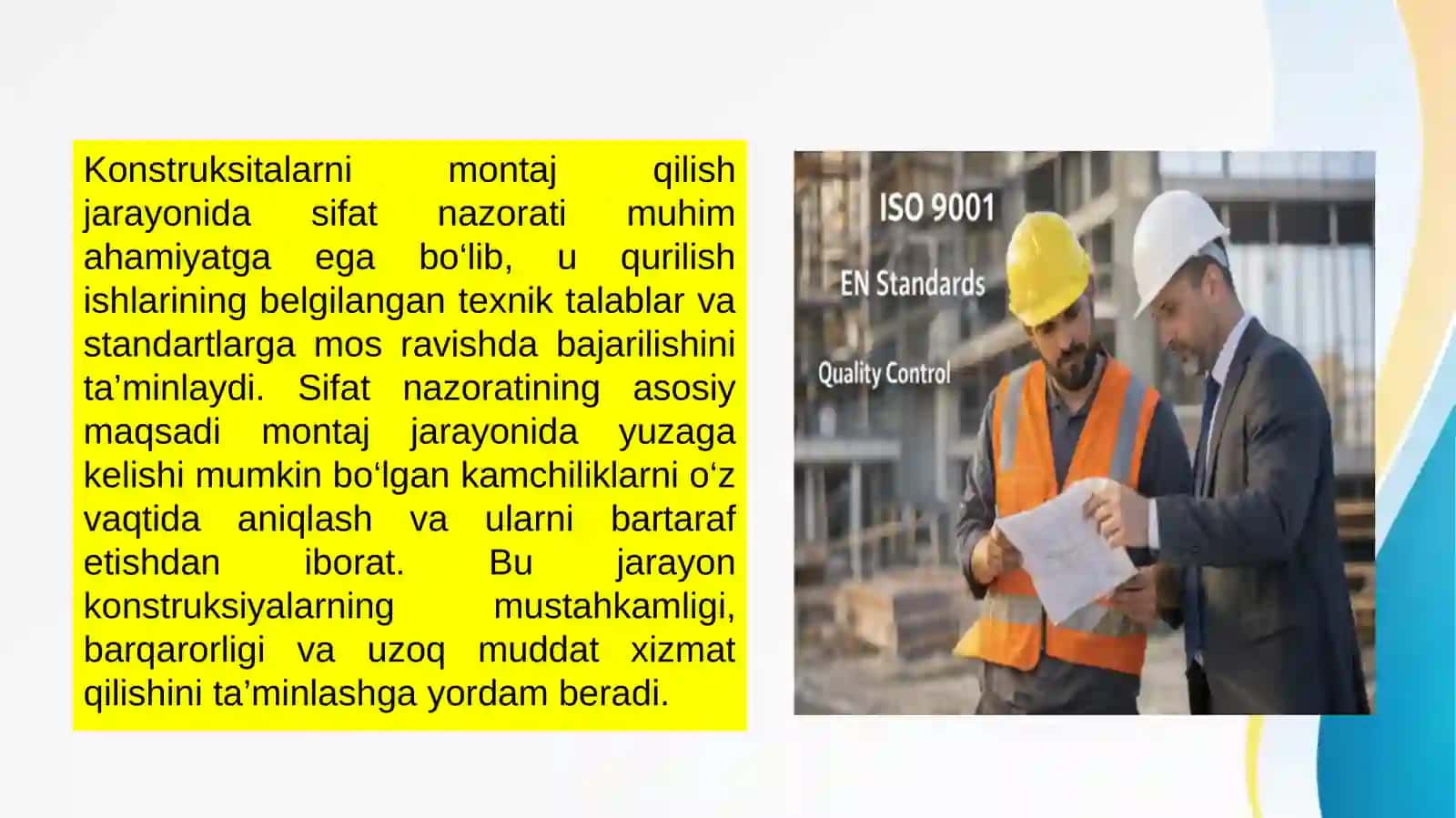 Konstruksiyalarni montaj qilish jarayonida sifat nazorati 3