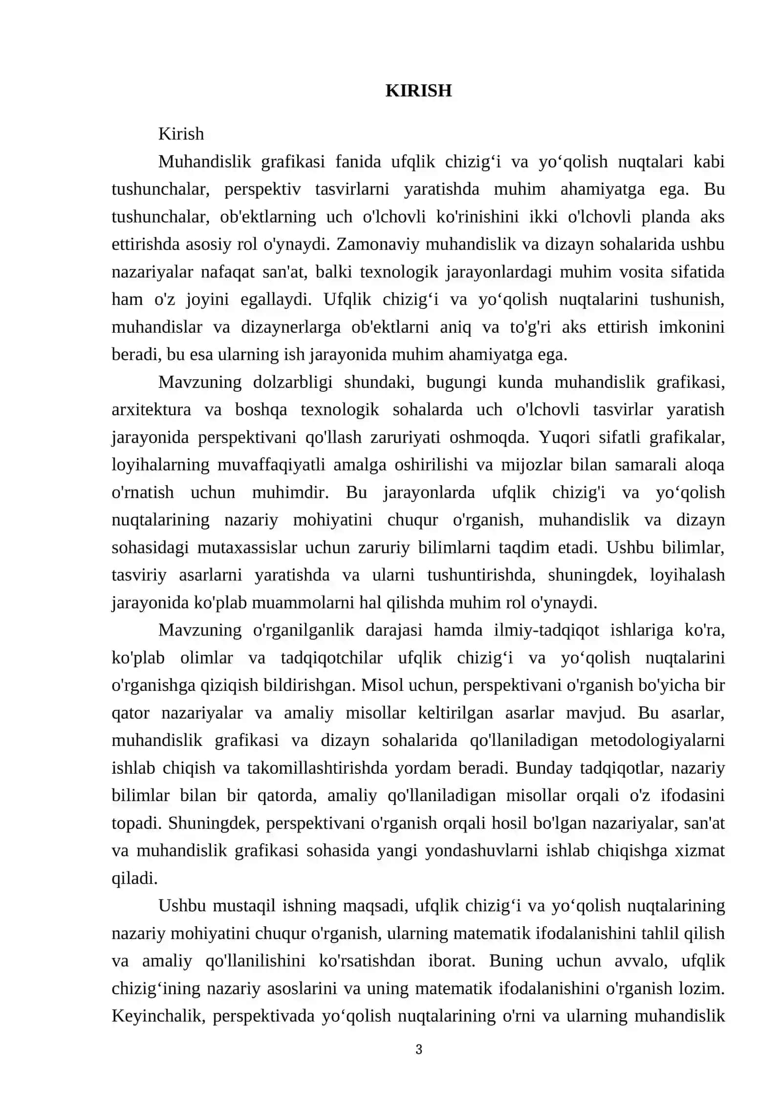 Ufqlik chizig‘i va yo‘qolish nuqtalarining perspektivadagi nazariy mohiyati 3